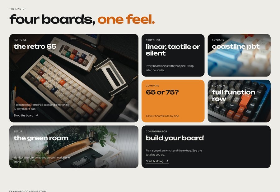 Lowkey desktop: bento line-up grid