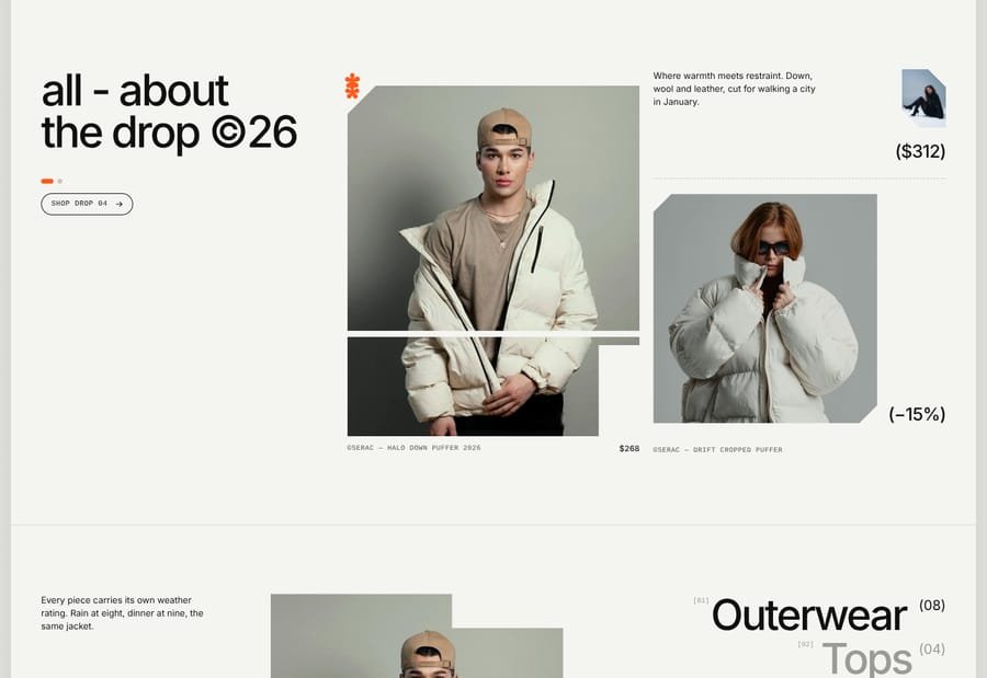SERAC desktop: featured drop section