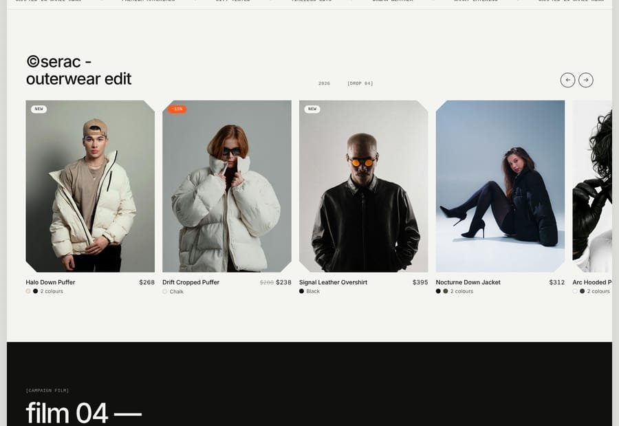 SERAC desktop: outerwear product rail
